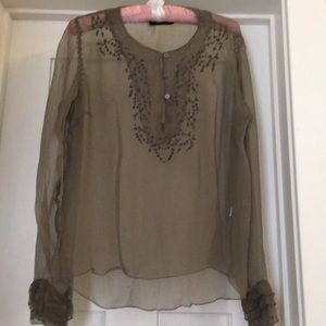 Sheer olive green blouse